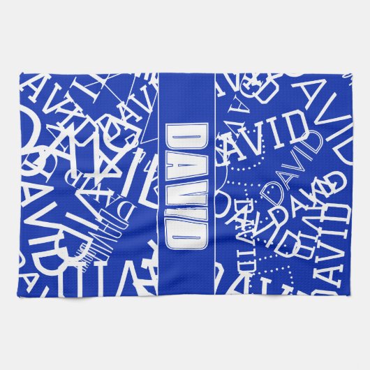 Linge De Cuisine Ajouter n'importe quel nom, nom collage En bleu &  (Horizontal)