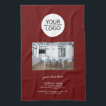 Linge De Cuisine Ajouter votre logo Custom Text Company Photo Grey<br><div class="desc">Ajoutez votre logo avec un texte personnalisé Société Promotion photo Serviette de cuisine rouge. Ajoutez votre photo,  votre logo et customisez le texte,  le nom de l'entreprise,  l'adresse et les coordonnées. Promotion d'entreprise ou don pour vos clients et partenaires d'affaires.</div>