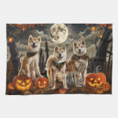 Linge De Cuisine Akita Halloween Éffrayant (Horizontal)