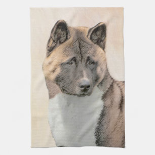 Linge De Cuisine Akita Peinture - Cute Original Chien Art