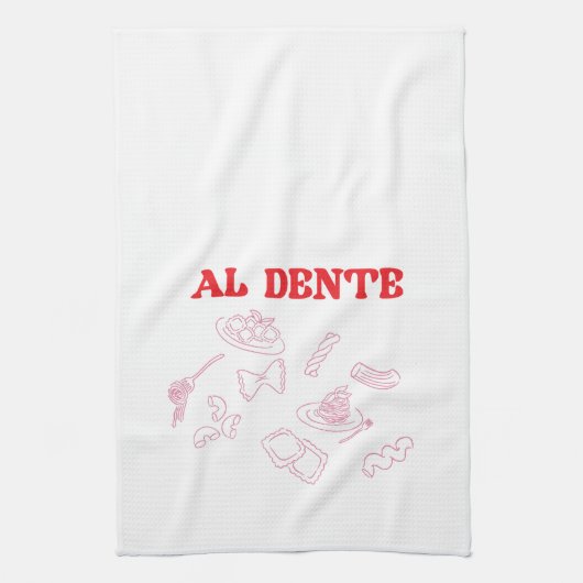 Linge De Cuisine Al Dente rose et rouge (Vertical)