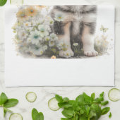 Linge De Cuisine Alaskan Malamute Chien Maman Floral (Plié)