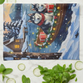 Linge De Cuisine Alaskan Malamute Christmas Boat Holiday (Plié)