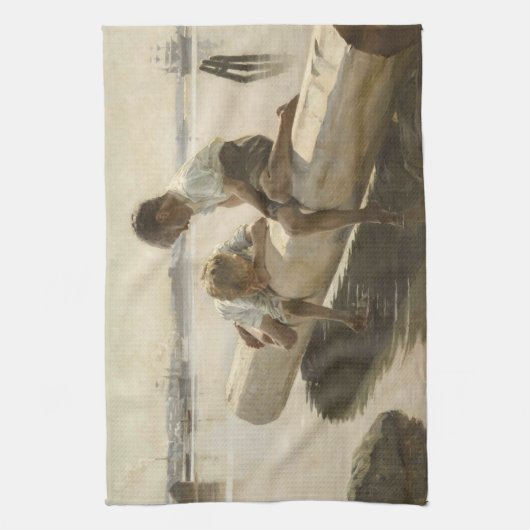 Linge De Cuisine Albert Edelfeel - Deux garçons sur un carnet (Vertical)