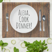 Linge De Cuisine Alexa Command humoristique pour un dîner de cuisin (Plié)