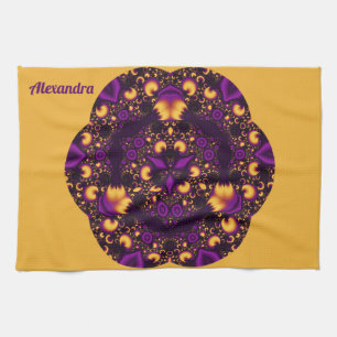 Linge De Cuisine ~ ALEXANDRA ~ KALEIDOSCOPE ~ Violet jaune noir ~
