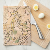 Linge De Cuisine Alfonse Mucha Art Nouveau Peonies (Quart Plié)