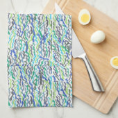 Linge De Cuisine Algues bleues et vertes (Quart Plié)