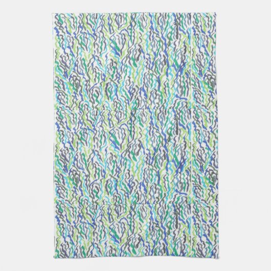 Linge De Cuisine Algues bleues et vertes (Vertical)