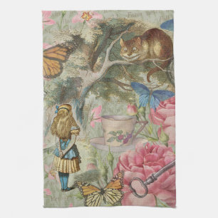 Linge De Cuisine Alice Chat du Cheshire Arbre Jardin Wonderland