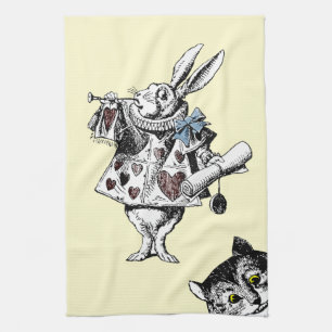 Linge De Cuisine Alice chez le chat blanc de Cheshire de lapin du