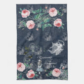 Linge De Cuisine Alice Curioser Wonderland Blue Pink Tea Towel (Vertical)