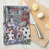 Linge De Cuisine Alice nonsense rideau merveilleux - Bleu (Quart Plié)