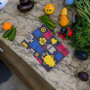 Linge De Cuisine Alien Doodle vaisseau et Motif robotique