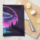 Linge De Cuisine Alien vaisseau spatial rétro futuriste (Quart Plié)