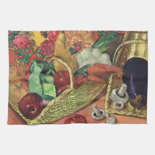 Linge De Cuisine Aliments Biologiques, Légumes de Jardin, Fleurs en