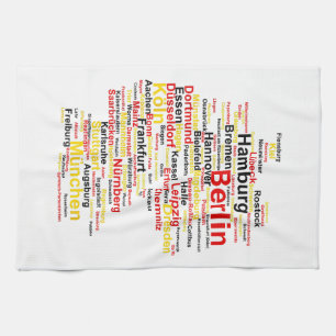 Linge De Cuisine Allemagne Carte Silhouette Villes Drapeau Berlin T