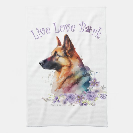 Linge De Cuisine Allemand Berger Chien Maman Floral (Vertical)