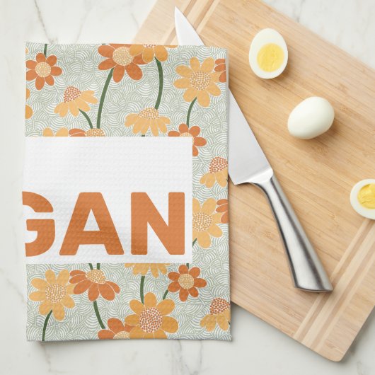 Linge De Cuisine Allez, vegan ! Joli rétro muté fleurs des années 1 (Quart Plié)