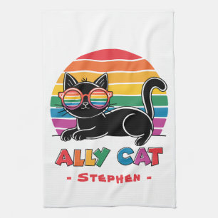 Linge De Cuisine Ally Cat - Chat noir avec lunettes de soleil arc-e