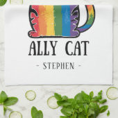 Linge De Cuisine Ally Cat - Rainbow Cat LGBTQ Pride (2) (Plié)