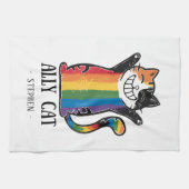 Linge De Cuisine Ally Cat - Rainbow Cat LGBTQ Pride (2) (Horizontal)