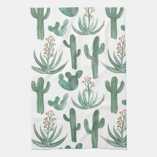 Linge De Cuisine Aloe Motif du désert de Cactus Saguaro Aloe Aquar