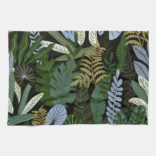 Linge De Cuisine Aloha motif vert exotique tropical de jungle (Horizontal)