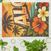 Linge De Cuisine Aloha Tropical Island Sunset Artwork (Plié)