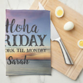 Linge De Cuisine Aloha Vendredi Bonjour Week-end Hawaii Palm Sunset (Quart Plié)