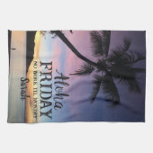 Linge De Cuisine Aloha Vendredi Bonjour Week-end Hawaii Palm Sunset (Horizontal)