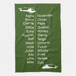 Linge De Cuisine Alphabet d'orthographe du pilote d'hélicoptère