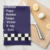 Linge De Cuisine Alphabet phonétique de police bleu foncé (Quart Plié)