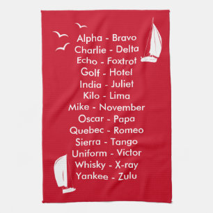 Linge De Cuisine Alphabet phonétique Voilier rouge