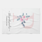 LINGE DE CUISINE ALPHABÈTES FLORAUX BLEUS BLANC DOUX ET BLANC LETTR (Horizontal)