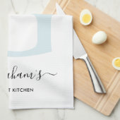 LINGE DE CUISINE ALPHABÈTES FLORAUX BLEUS BLANC DOUX ET BLEU LETTRE (Quart Plié)