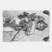 Linge De Cuisine Alphonse Mucha brisé les fleurs (Horizontal)