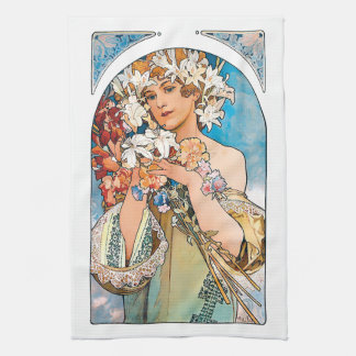 Linge De Cuisine Alphonse Mucha - Fleur - Art Nouveau Rétro