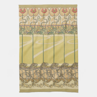 Linge De Cuisine Alphonse Mucha Papier Peint Floral Art Nouveau Coq