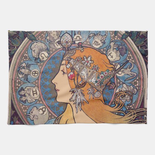 Linge De Cuisine Alphonse Mucha , “ Zodiac ” (Horizontal)