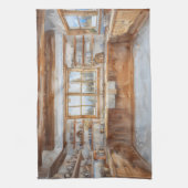 Linge De Cuisine Alpine Chalet Kitchen with Snowy Mountain View (Vertical)