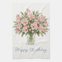 Alstroemeria rose Joyeux Anniversaire