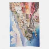 Linge De Cuisine Amalfi Coast Italy Aquarelle Sketch | (Vertical)