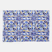 Linge De Cuisine Amalfi Vietri Carrelage bleu italien Méditerranée (Horizontal)