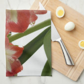 Linge De Cuisine Amaryllis en Fête Rouge Neige Hiver Floral (Quart Plié)