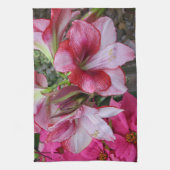 Linge De Cuisine Amaryllis et Poinsettia Fleurs de Fêtes Rouges (Vertical)