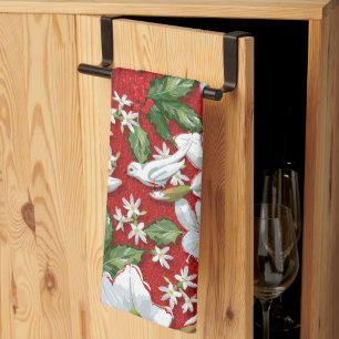Linge De Cuisine Amaryllis & Holly Red Christmas
