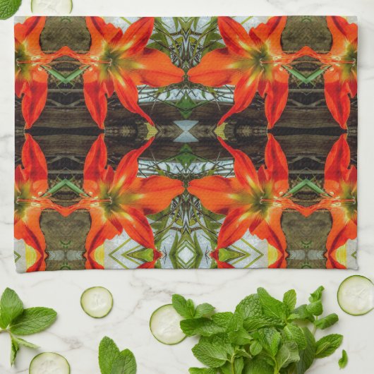 Linge De Cuisine Amaryllis Pattern Kitchen Towels (Plié)