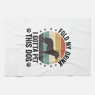 Linge De Cuisine Amateur de chien drôle vintage pliez ma boisson an