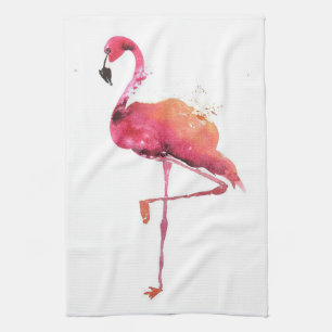 Linge De Cuisine Amateurs de Flamant rose aquarelle Amoureux de F